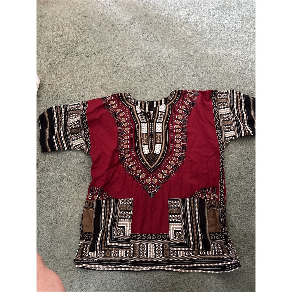 Dashiki Mens Shirt African Top Hippie Vintage Tribal Boho Womens Blouse One Size